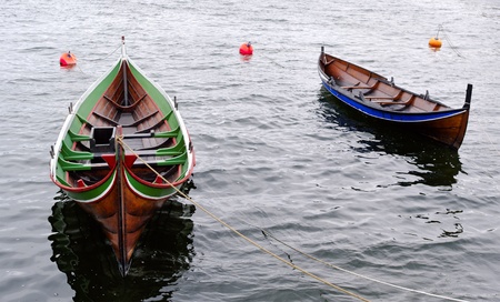 Wood norway boats on the water の写真素材