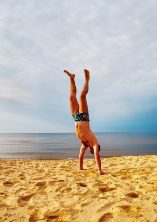 Athletic man at the sea の写真素材