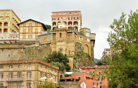 Cliff buildings in Sorento, Italy の写真素材