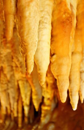 Stalactites forming in a Slovakia cave の写真素材