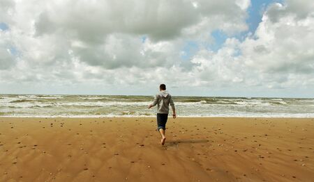 Relax man at the sea の写真素材