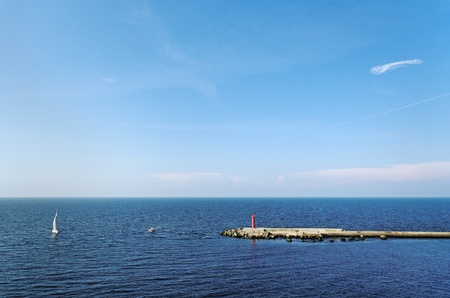 Baltic sea gate with lighthouse の写真素材
