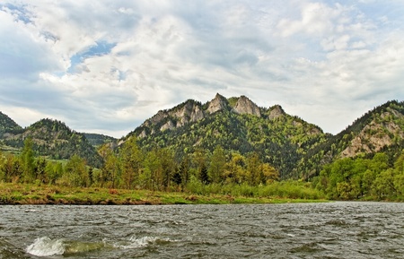Dunajec river between Slovakia and Poland の写真素材