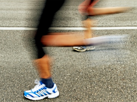 Running people on the asphalt.のeditorial素材