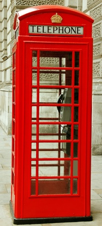 Red phone box for calling.の写真素材