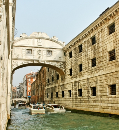 Bridge of Sighs at Doge's Palace, Venice, Italy.の写真素材