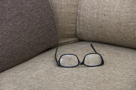 Angle of soft sofa with glasses.の写真素材