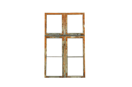 Old window isolated on white surface.の写真素材