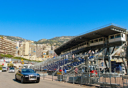 MONACO - APRIL 24: Panorama in Monaco on April 24, 2013. Monaco is the second smallest and the most densely populated country in the world.  Monaco's status as a premier tourist destination and recreation center for the rich and famous. Preparation for thのeditorial素材