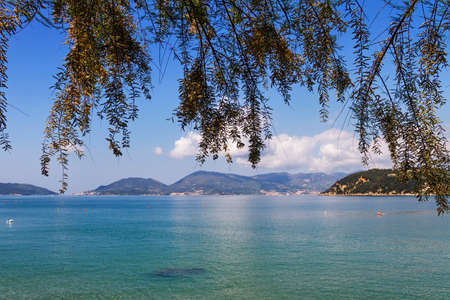 View to the beach in the Lerici, Italy.の写真素材