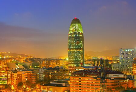 BARCELONA, SPAIN-SEPTEMBER 19: Barcelona is the capital city of the autonomous community of Catalonia in Spain. View to the night city on September 19, 2014, Barcelona, Spain.のeditorial素材