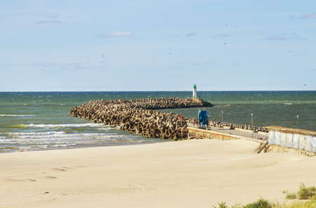 View to the breakwater in Venspils.