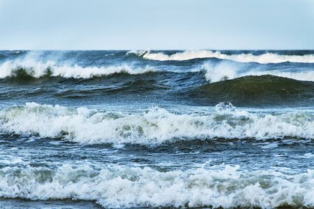 View of storm seascape with moody clouds.の写真素材