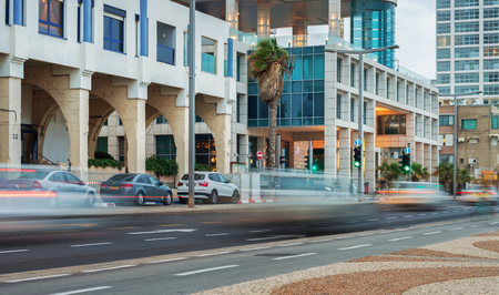 TEL AVIV, ISRAEL - NOVEMBER 1, 2016: Tel Aviv is a major city in Israel, located on the country's Mediterranean coastline.  Street in Tel Aviv on 1 November 2016.のeditorial素材