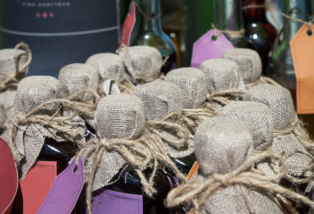 Bottles of wine on market.の写真素材