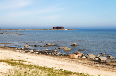 Coast of Baltic sea with house.の写真素材