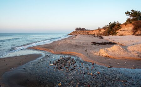 Mouth of small river near the Baltic sea.の写真素材