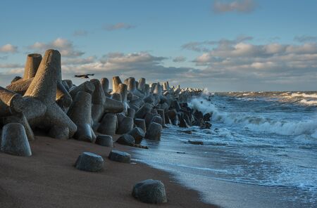 Port north mole in winter time, Liepaja, Latvia.