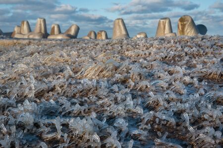Port north mole in winter time, Liepaja, Latvia.の写真素材