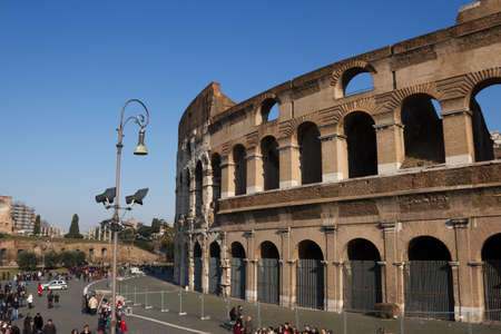 ITALY, ROMA - FEBRUARY 13: Coliseum is an oval amphitheatre in the centre of the city. View to...