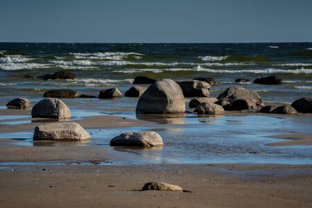 View to stone coastline of Baltic sea.の写真素材