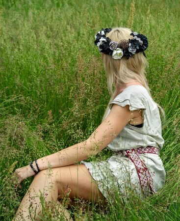 Young woman with corona on head.の写真素材