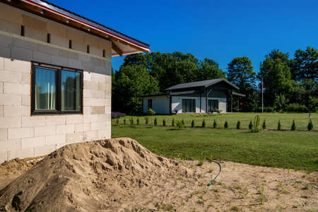 View to new houses on countryside.のeditorial素材