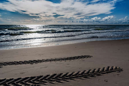 View to old wooden mole in Baltic sea.