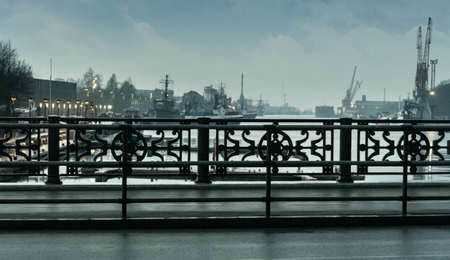 View to the Trade canal from a bridge in Liepaja.の写真素材