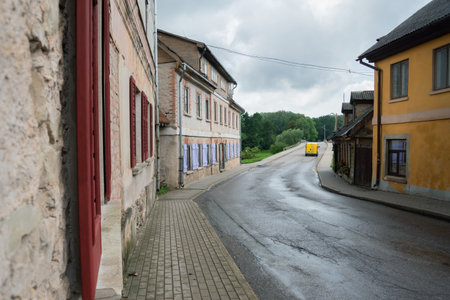 View to a street of the small city Sabile.の写真素材