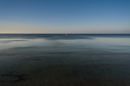 A view of the calm sea in Italy.の写真素材