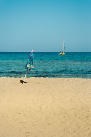 Everyone has their own paradise, Capo San Vito beach, Sicily, Italy.の写真素材