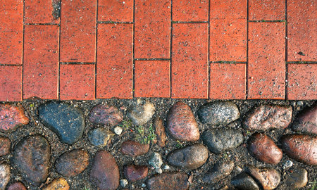 A stone road in a small town.の写真素材