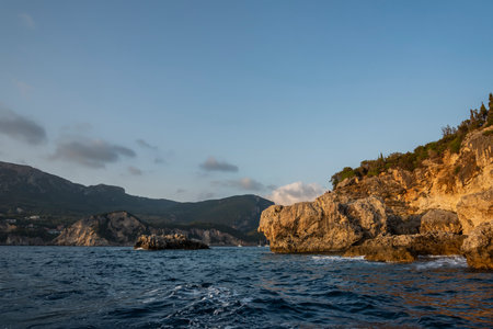 View of the beach in Paleokastritsa.の写真素材