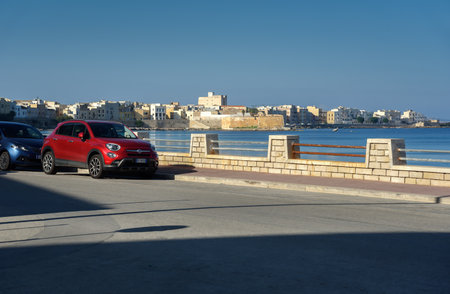 ITALY, TRAPANI-23 OCTOBER: Trapani is a city on the west coast of Sicily. View of the embankment in Trapani on October 23, 2022, Trapani, Sicily.のeditorial素材