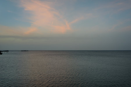 View of the foggy Mediterranean Sea.の写真素材