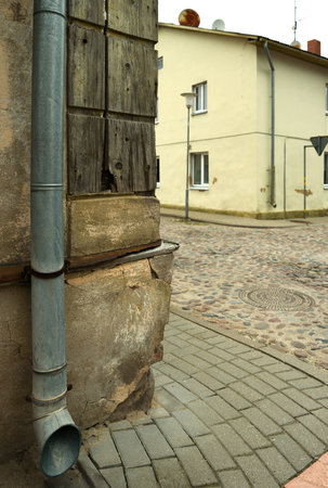 View of the aged houses in Talsi, Latvia.の写真素材