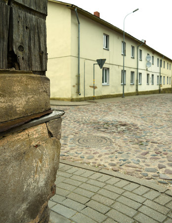 View of the aged houses in Talsi, Latvia.の写真素材