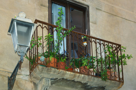 View of an old balcony in Italy.の写真素材