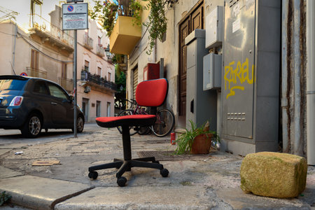 ITALY, TRAPANI-22 OCTOBER: Trapani is a city on the west coast of Sicily. View of the street in Italy on October 23, 2022, Trapani, Sicily.のeditorial素材