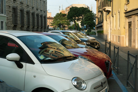 ITALY, BRESA-11 May : Brescia is a city and comune in the region of Lombardy, Northern Italy. View of the street on 11 May 2022, Brescia, Italy.のeditorial素材