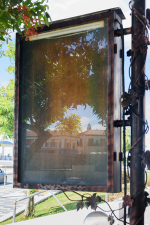 An old notice board on the street.の写真素材