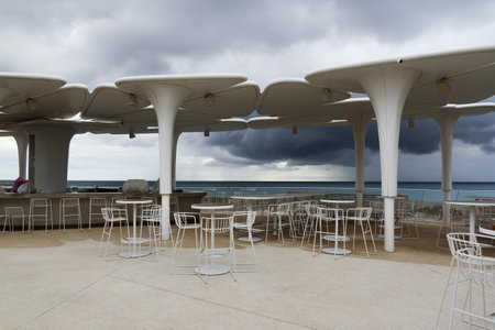 An elegant cafe on the Mediterranean coast in Cyprus.の写真素材