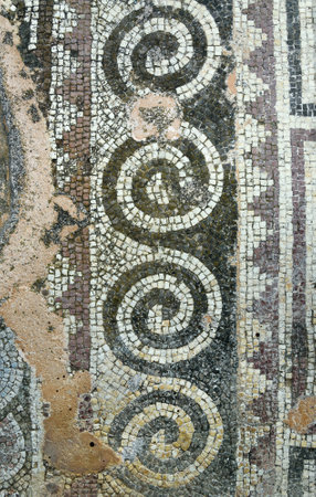 Ruins of mosaic in the Cyprus museum.の写真素材