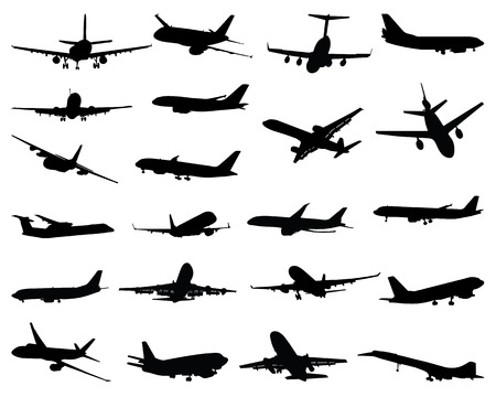 Black silhouettes of different planes, vector illustrationのイラスト素材