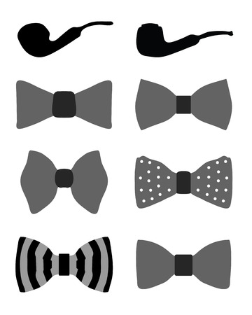 Collection of bow ties and pipes, vector illustrationのイラスト素材