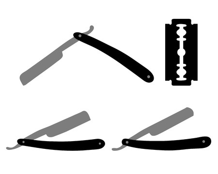 Silhouette of razors and razor blade, ve  269;tor illustrationのイラスト素材