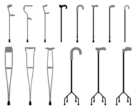 Silhouettes of sticks and crutches, vector illustrationのイラスト素材