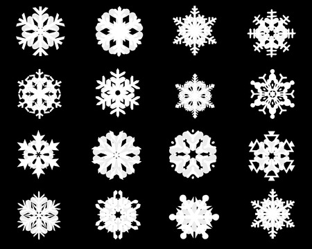 Vector illustration of white snowflakes on black backgroundのイラスト素材