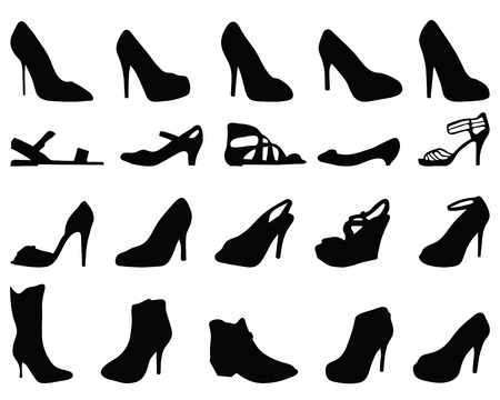 Black silhouettes of shoes, vectorのイラスト素材